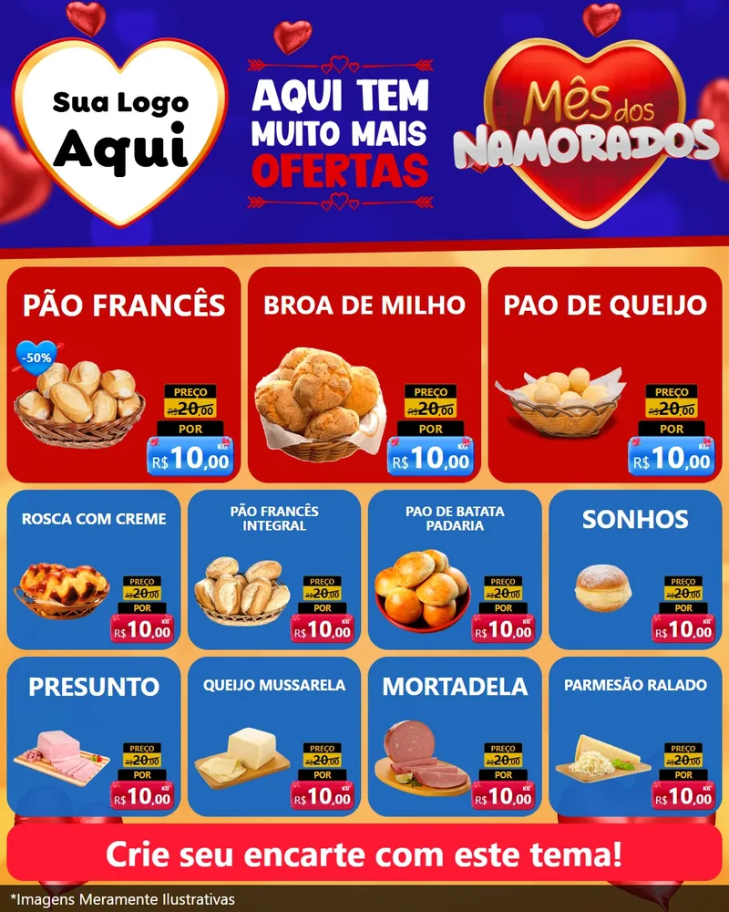 Modelo de Rede Social para Feed Instagram com o tema Mês dos Namorados para Padaria