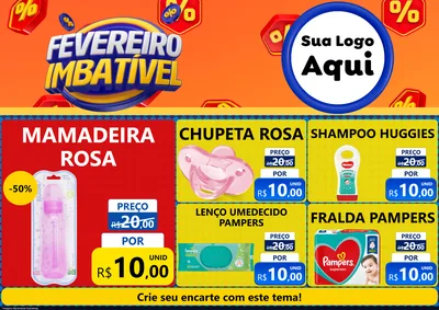 Modelo de Encarte para Encarte A4 Horizontal com o tema Fevereiro Imbatível para Bebês