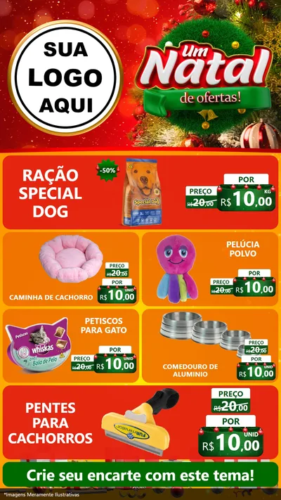 Modelo de TV para TV Vertical com o tema Um Natal de Ofertas para Pet Shop