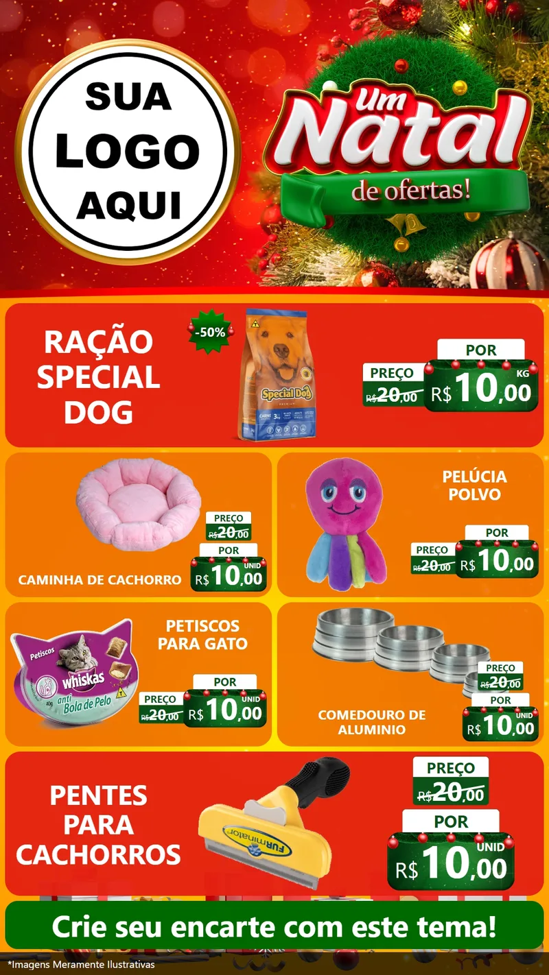Modelo de TV para TV Vertical com o tema Um Natal de Ofertas para Pet Shop