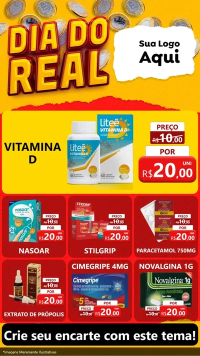 Modelo de Rede Social para Stories com o tema Dia Do Real para Farmácia