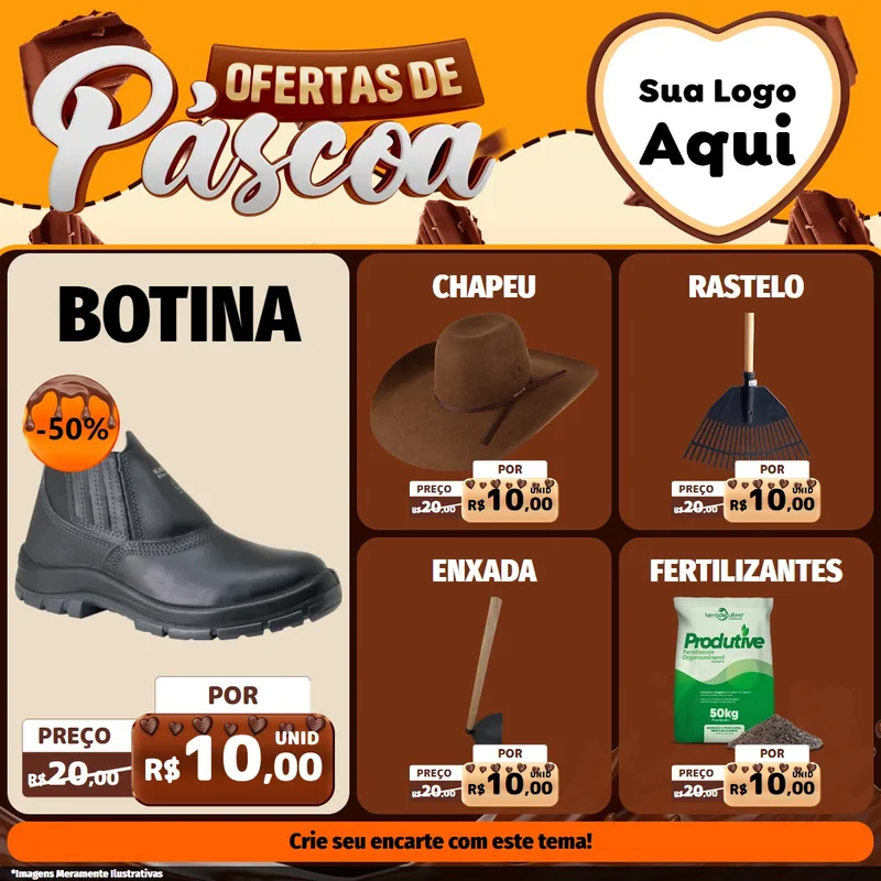 Modelo de Rede Social para Feed Facebook com o tema Ofertas de Páscoa para Agropecuária