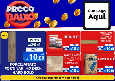 Modelo de Encarte para Encarte A4 Horizontal com o tema Preço Baixo para Pisos e revestimentos