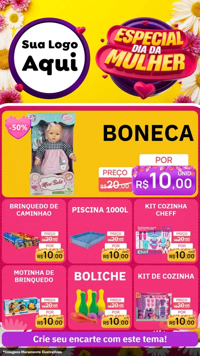 Modelo de Rede Social para Stories com o tema Especial Dia da Mulher para Brinquedos