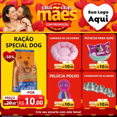 Modelo de Rede Social para Feed Facebook com o tema Dia das Mães com Promoção para Pet Shop