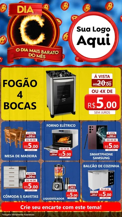 Modelo de Rede Social para Stories com o tema Dia C - O Dia Mais Barato Do Mês para Móveis e Eletro