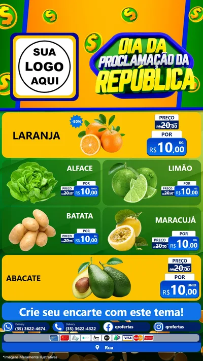 Modelo de TV para TV Vertical com o tema Dia Da Proclamação da República para Hortifrúti