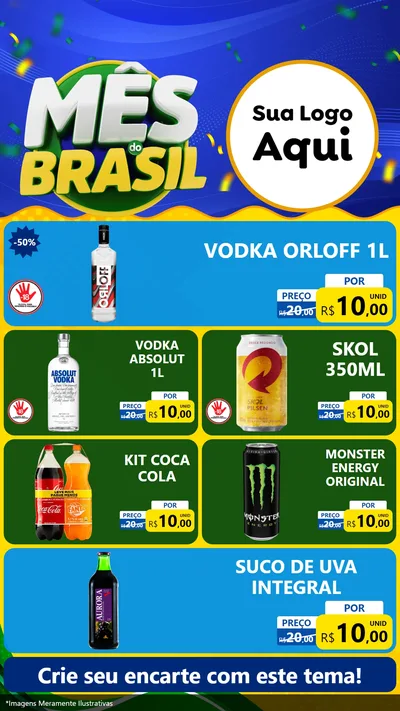 Modelo de TV para TV Vertical com o tema Mês do Brasil para Distribuidora de bebidas