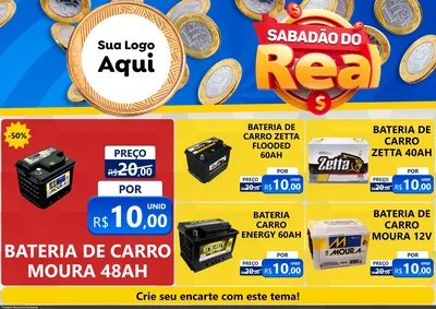 Modelo de Encarte para Encarte A4 Horizontal com o tema Sabadão do Real para Baterias Elétricas