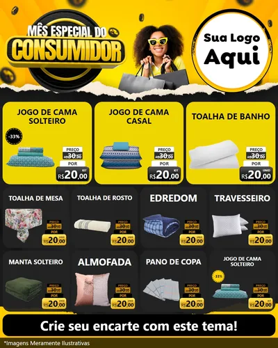 Modelo de Rede Social para Feed Instagram com o tema Mês Especial do Consumidor para Cama, Mesa e Banho