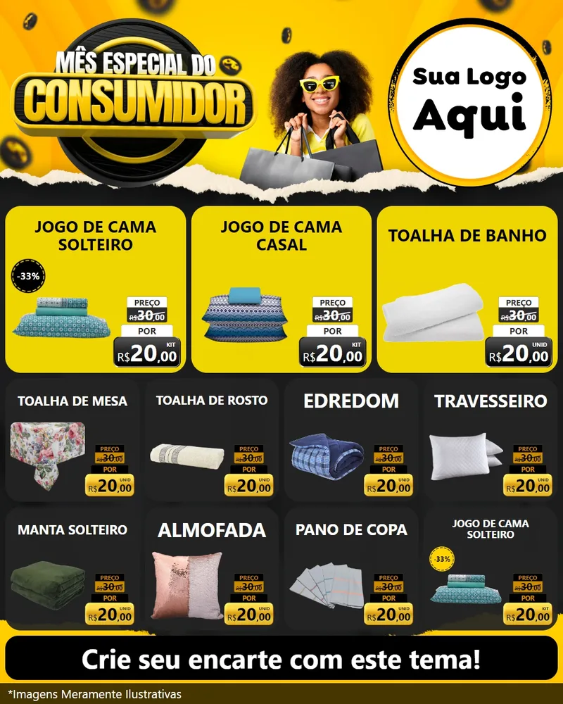 Modelo de Rede Social para Feed Instagram com o tema Mês Especial do Consumidor para Cama, Mesa e Banho