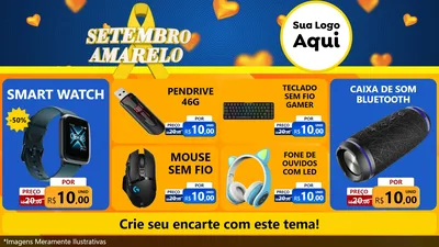 Modelo de TV para TV Horizontal com o tema Setembro Amarelo para Informática