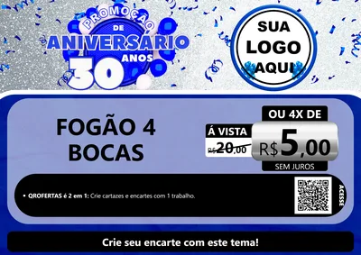 Modelo de Cartaz para Cartaz A4 Horizontal com o tema Promoção de Aniversário - 30 Anos para Móveis e Eletro