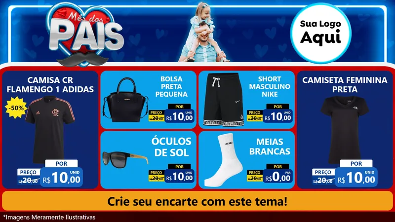 Modelo de TV para TV Horizontal com o tema Mês Dos Pais para Roupas e acessórios