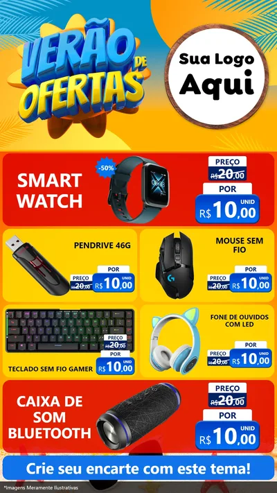 Modelo de TV para TV Vertical com o tema Verão de Ofertas para Informática
