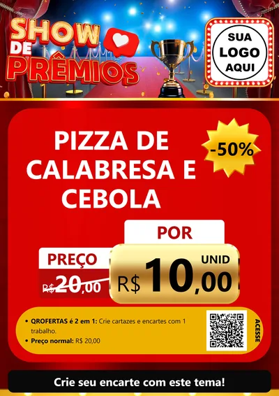 Modelo de Cartaz para Cartaz A4 Vertical com o tema Show de Prêmios para Pizzaria