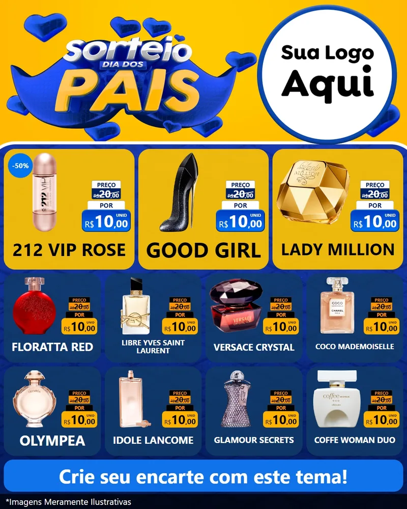Modelo de Rede Social para Feed Instagram com o tema Sorteio Dia dos Pais para Perfumes