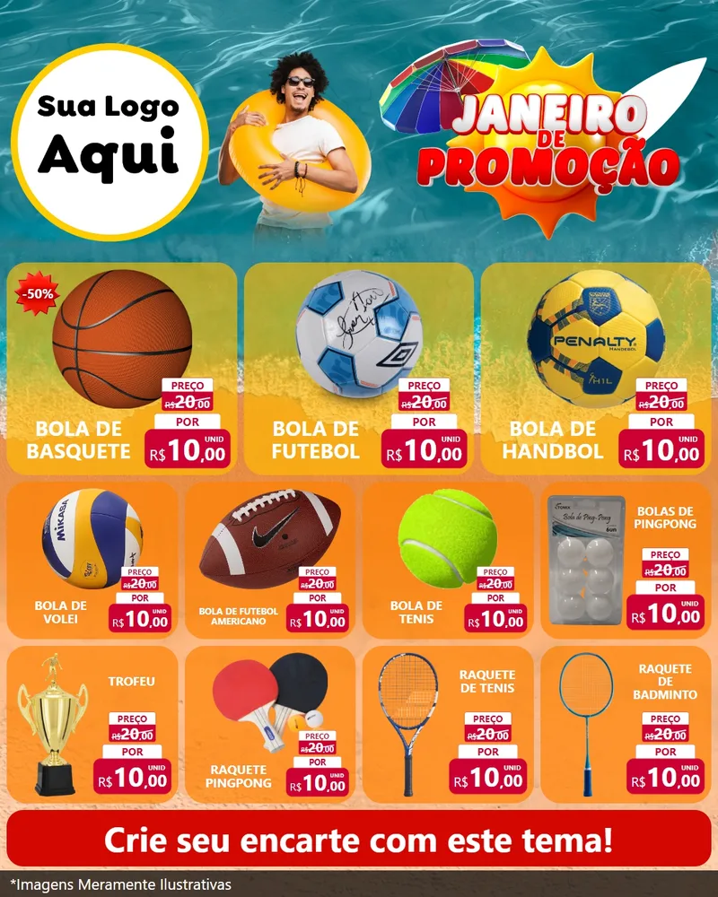 Modelo de Rede Social para Feed Instagram com o tema Janeiro de Promoção para Artigos Esportivos