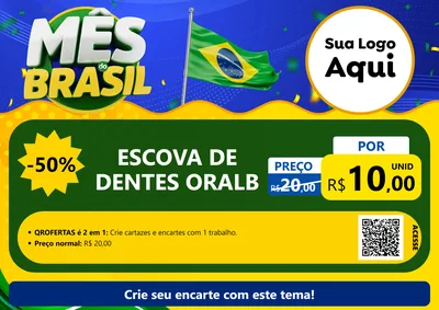Modelo de Cartaz para Cartaz A4 Horizontal com o tema Mês do Brasil para Higiene Pessoal
