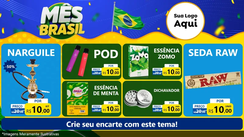 Modelo de TV para TV Horizontal com o tema Mês do Brasil para Tabacaria