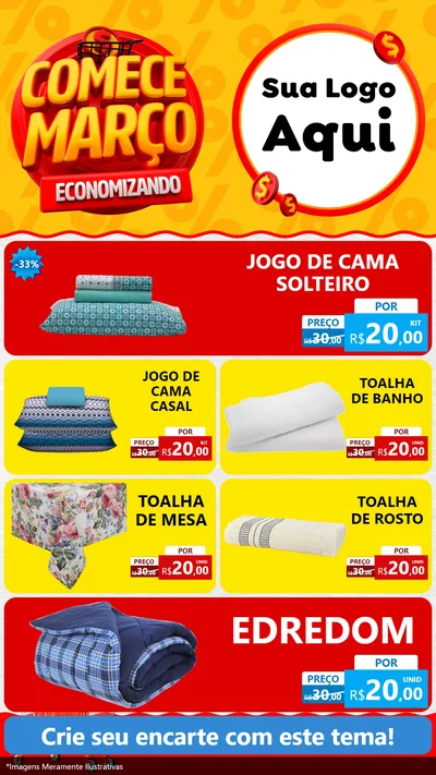 Modelo de TV para TV Vertical com o tema Comece Março Economizando para Cama, Mesa e Banho