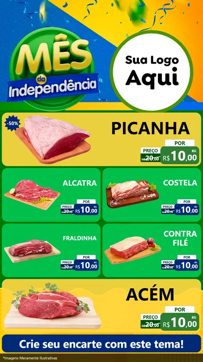 Modelo de TV para TV Vertical com o tema Mês da Independência para Açougue