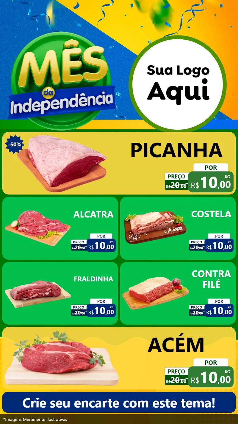 Modelo de TV para TV Vertical com o tema Mês da Independência para Açougue