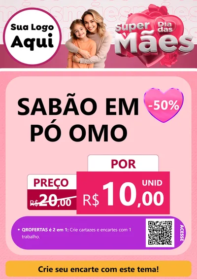 Modelo de Cartaz para Cartaz A4 Vertical com o tema Super Dia Das Mães para Produtos de Limpeza