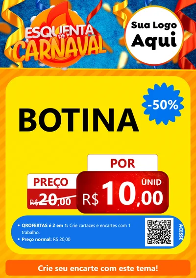 Modelo de Cartaz para Cartaz A4 Vertical com o tema Esquenta de Carnaval para Agropecuária