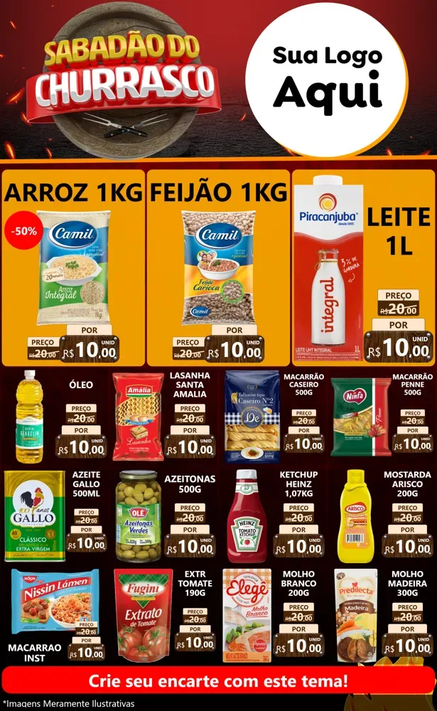 Modelo de Encarte para Encarte Grande com o tema Sabadão Do Churrasco para Supermercado