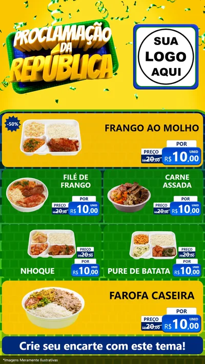 Modelo de TV para TV Vertical com o tema Proclamação da República para Restaurante