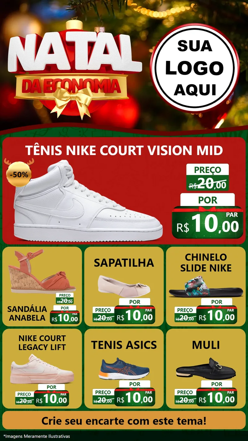 Modelo de Rede Social para Stories com o tema Natal da Economia para Calçados