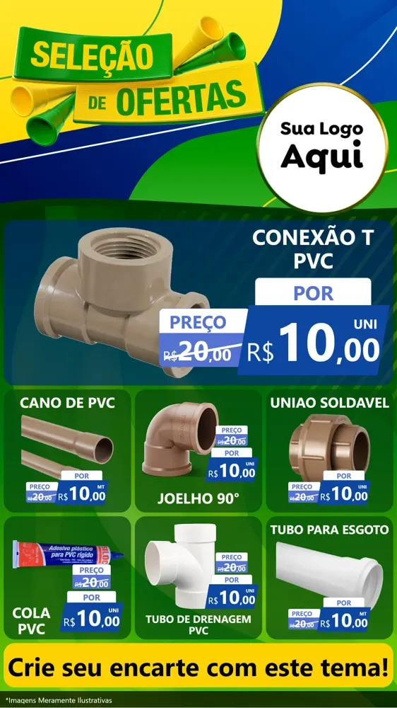 Modelo de Rede Social para Stories com o tema Seleção de Ofertas - Copa para Tubos e conexões