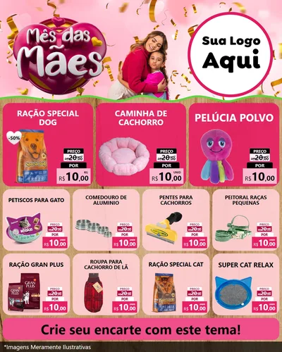 Modelo de Rede Social para Feed Instagram com o tema Mês das Mães para Pet Shop