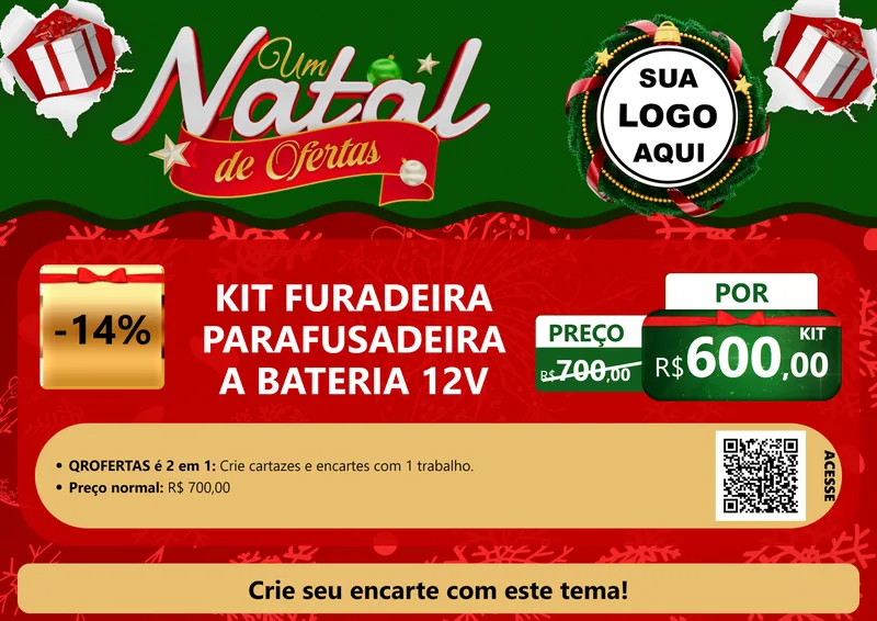 Modelo de Cartaz para Cartaz A4 Horizontal com o tema Um Natal de Ofertas para Maquinas e Ferramentas
