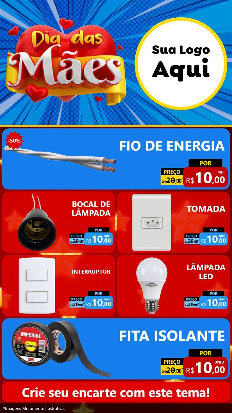 Modelo de TV para TV Vertical com o tema Dia das Mães para Materiais Elétricos