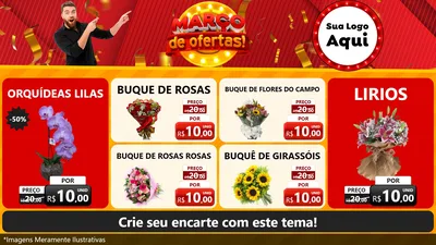 Modelo de TV para TV Horizontal com o tema Março de Ofertas! para Floricultura e jardim