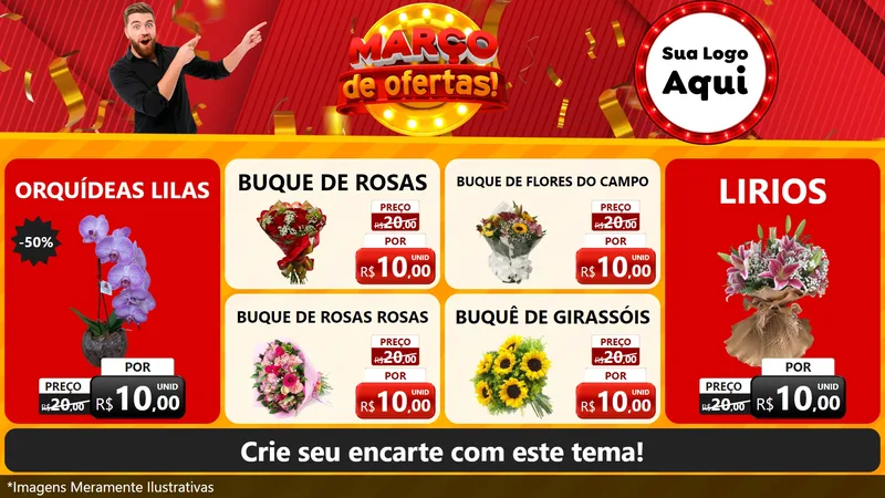 Modelo de TV para TV Horizontal com o tema Março de Ofertas! para Floricultura e jardim