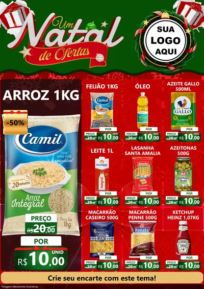 Modelo de Encarte para Encarte A4 Vertical com o tema Um Natal de Ofertas para Supermercado
