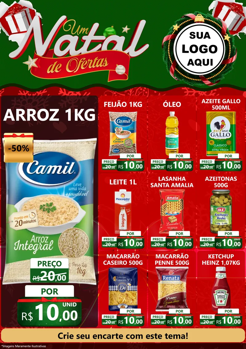 Modelo de Encarte para Encarte A4 Vertical com o tema Um Natal de Ofertas para Supermercado