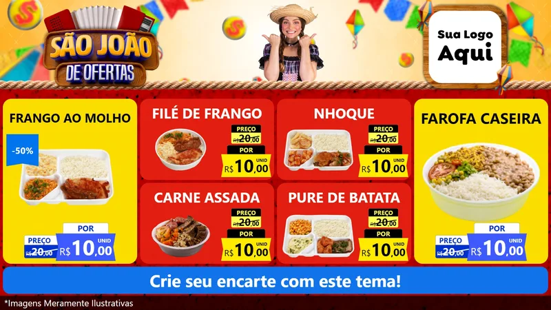 Modelo de TV para TV Horizontal com o tema São João de Ofertas para Restaurante