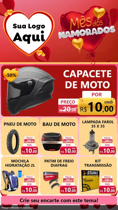 Modelo de Rede Social para Stories com o tema Mês dos Namorados para Moto peças