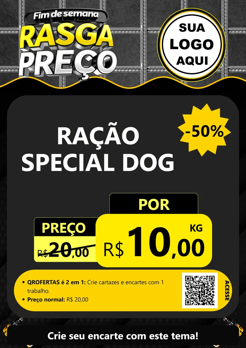 Modelo de Cartaz para Cartaz A4 Vertical com o tema Fim de Semana Rasga Preço para Pet Shop