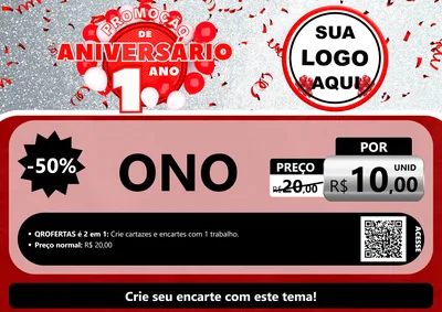 Modelo de Cartaz para Cartaz A4 Horizontal com o tema Promoção de Aniversário - 1 Ano para Óticas