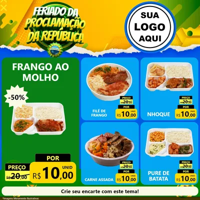 Modelo de Rede Social para Feed Facebook com o tema Feriado da Proclamação da República para Restaurante