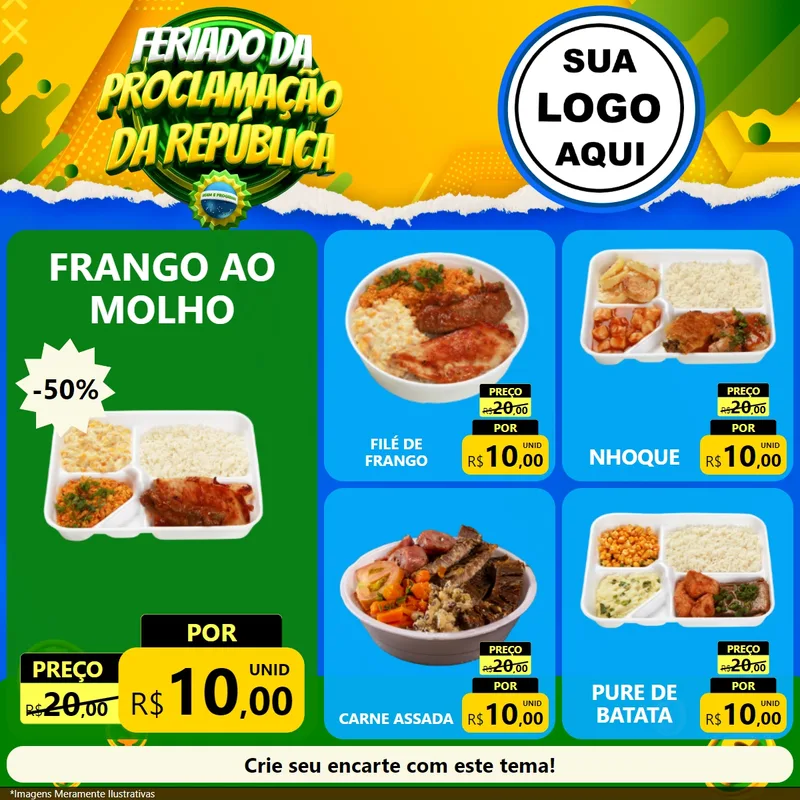 Modelo de Rede Social para Feed Facebook com o tema Feriado da Proclamação da República para Restaurante