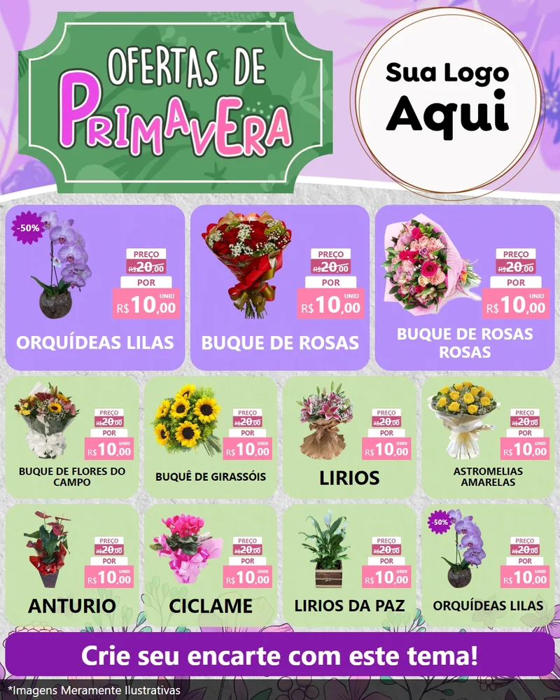 Modelo de Rede Social para Feed Instagram com o tema Ofertas de Primavera para Floricultura e jardim