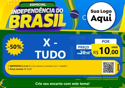 Modelo de Cartaz para Cartaz A4 Horizontal com o tema Especial Independência do Brasil para Hamburgueria