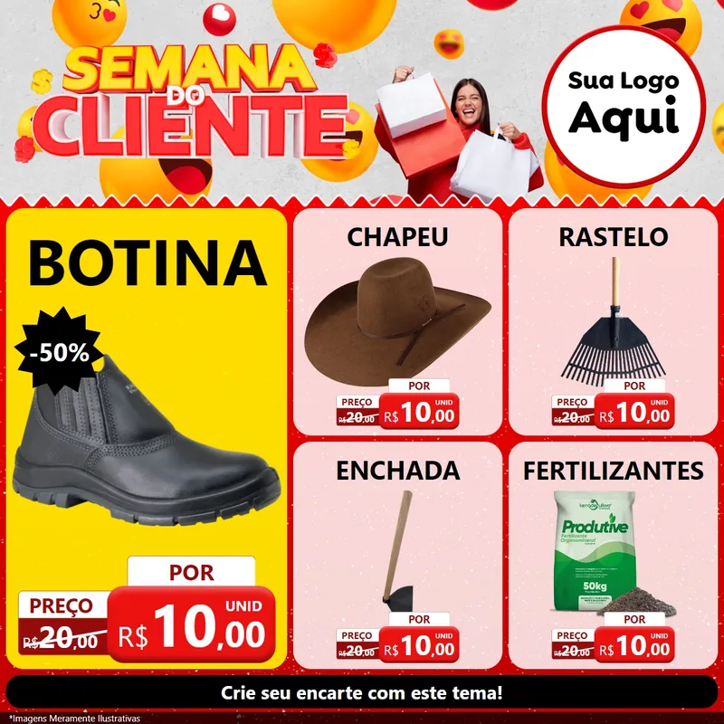 Modelo de Rede Social para Feed Facebook com o tema Semana do Cliente para Agropecuária