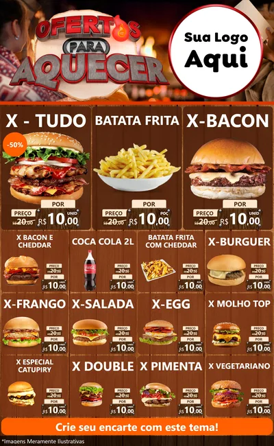 Modelo de Encarte para Encarte Grande com o tema Ofertas Para Aquecer para Hamburgueria